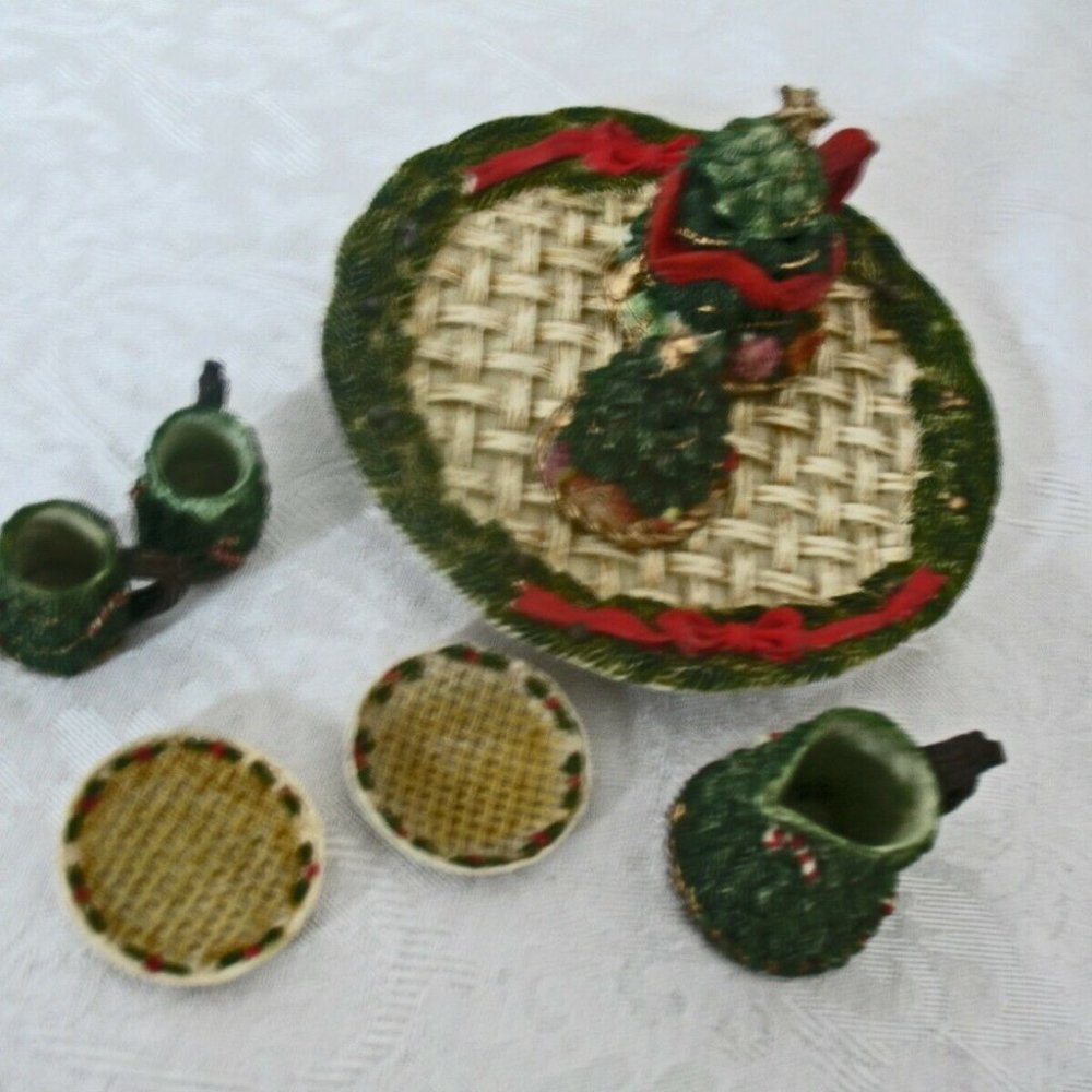 Miniature Resin Tea Set 1994 Christmas 10 PIECES POPULAR IMPORTS, INC